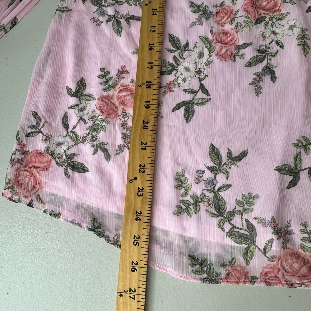 Lauren Conrad Flowy Popover Blouse Pink Floral‎ Easter Spring Large - Picture 10 of 14